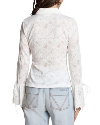 Flared Cuff Lace Blouse