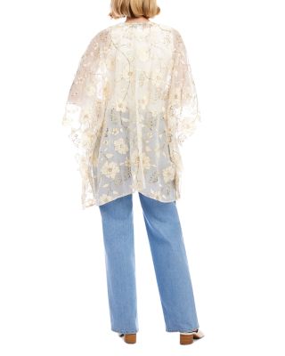 Floral Embroidered Open Front Jacket