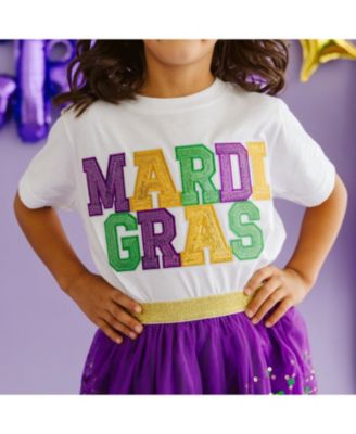 Girls' Mardi Gras Sequin Patch Short Sleeve T-Shirt - Baby, Little Kid, Big Kid