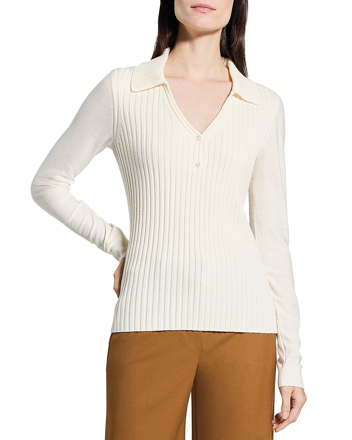 Theory Merino Wool Ribbed Collar Sweater