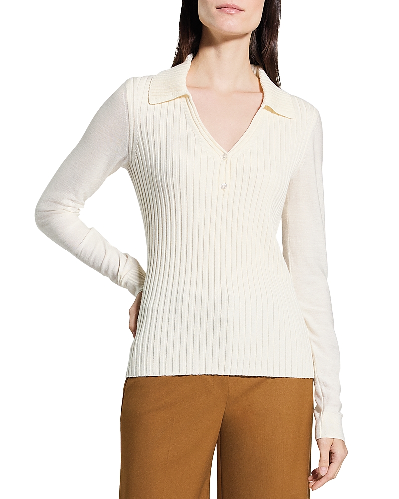 Theory Merino Wool Ribbed Collar Sweater