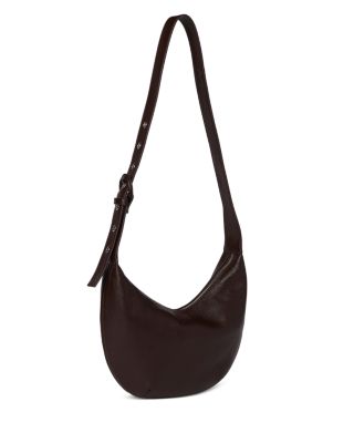 Sia Small Curved Brown Leather Crossbody Bag