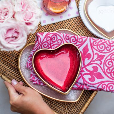 Baroque Glass Pink Heart Plate