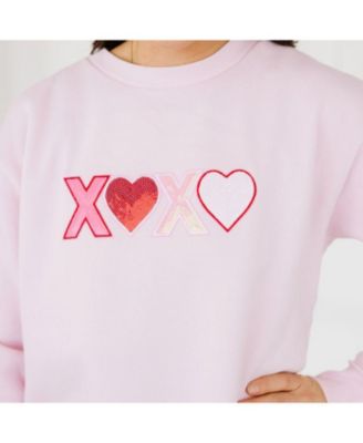  Women's XOXO Sequin Patch Valentine's Day Sweatshirt
