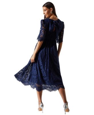 Lace Short Sleeve Midi Dress