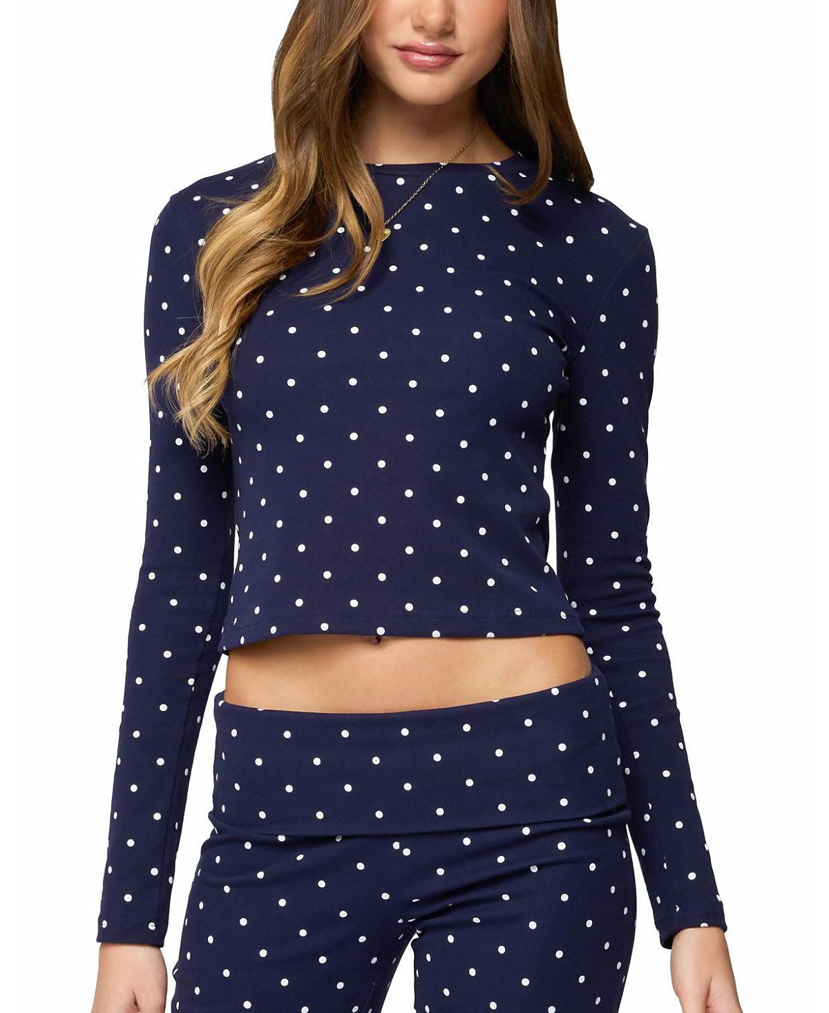 Edikted Daliya Polka Dot Long Sleeve Top