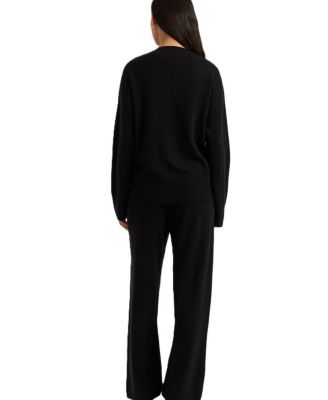  Women's V Neck Wool Cashmere Slouchy Lightweight Sweater