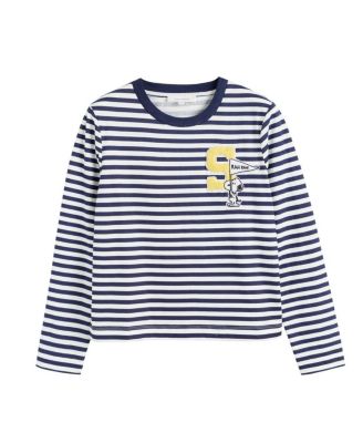 Women's Cotton Snoopy Varsity Long Sleeve T-Shirt