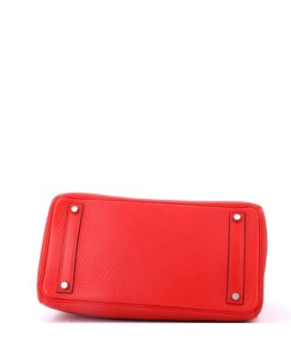 HAC 32 Handbag Red Clemence with Palladium Hardware