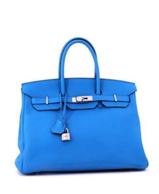 Birkin 35 Handbag Verso Togo with Palladium Hardware