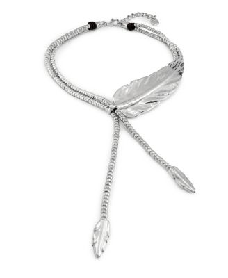 Unode50 Feather Drop Necklace In Silver