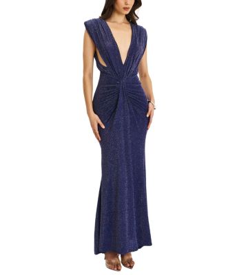  Terri Sparkle Plunging Backless Maxi Dress