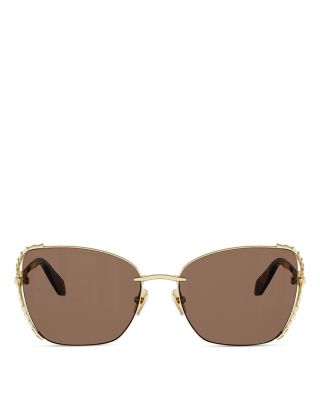 Serpenti Viper Rectangular Sunglasses, 56mm