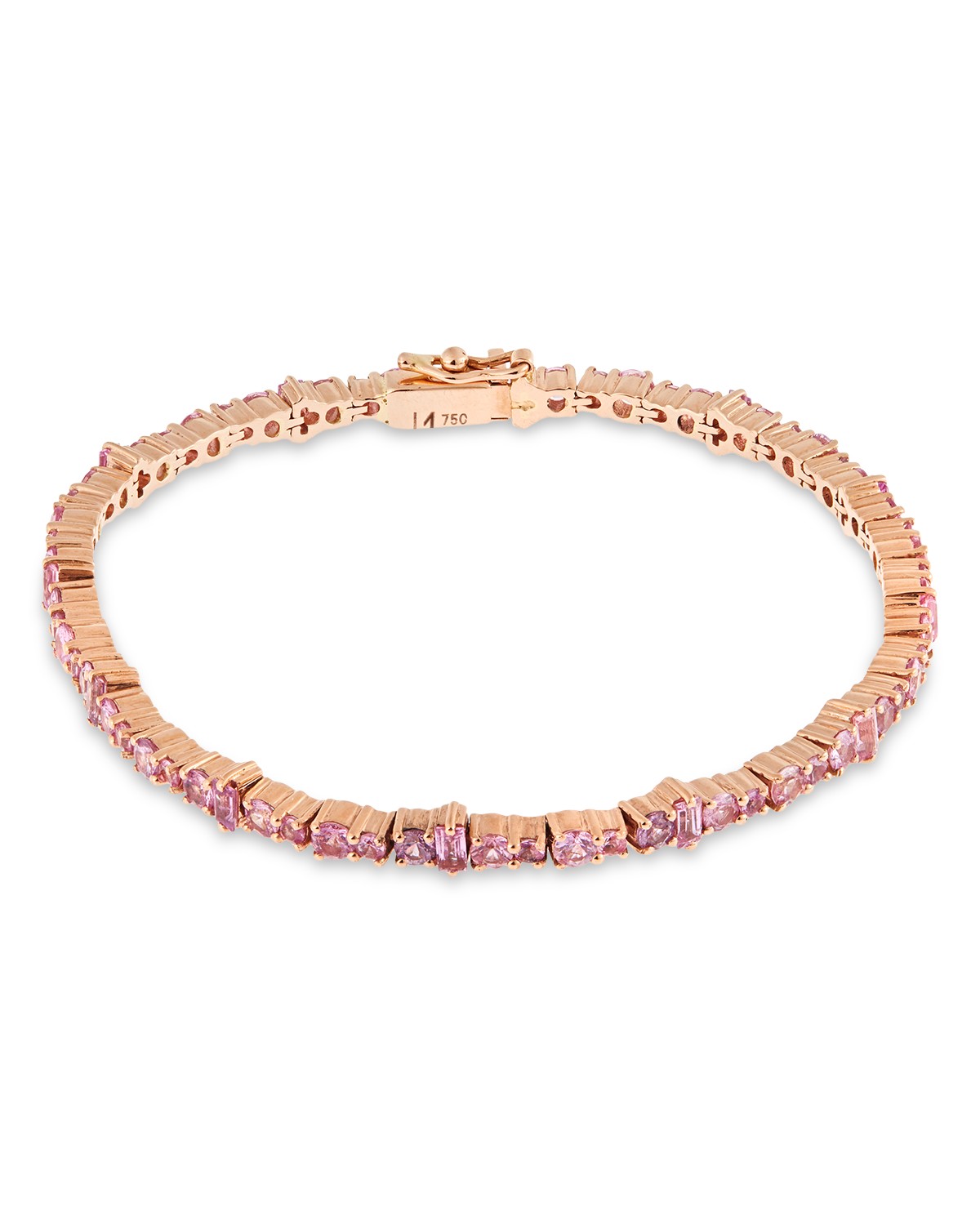 Ileana Makri 18K Rose Gold Fine Rivulet Pink Sapphire Link Bracelet in Yellow Gold