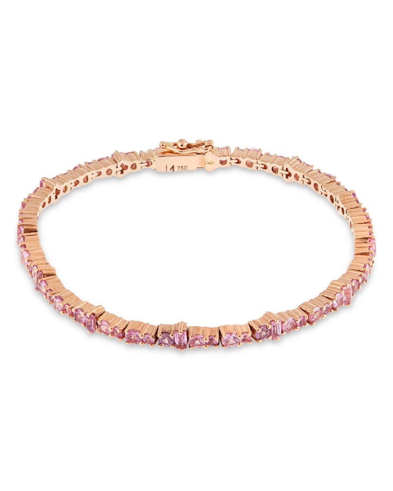 Ileana Makri 18K Rose Gold Fine Rivulet Pink Sapphire Link Bracelet in Yellow Gold