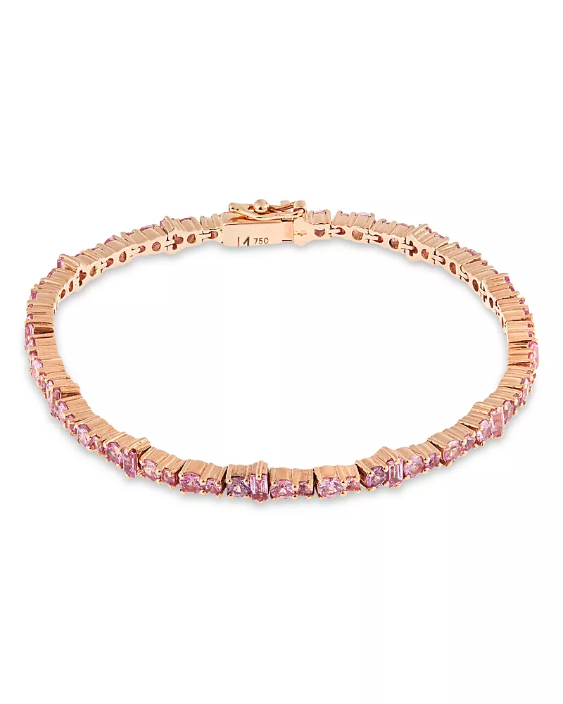 Ileana Makri 18K Rose Gold Fine Rivulet Pink Sapphire Link Bracelet