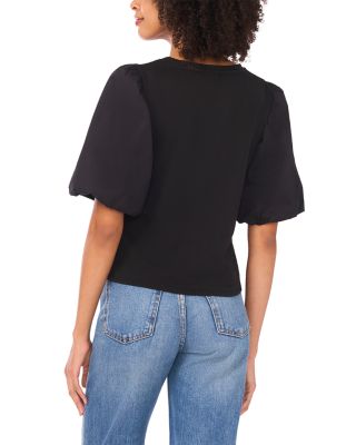 Crewneck Puff Sleeve Knit Top