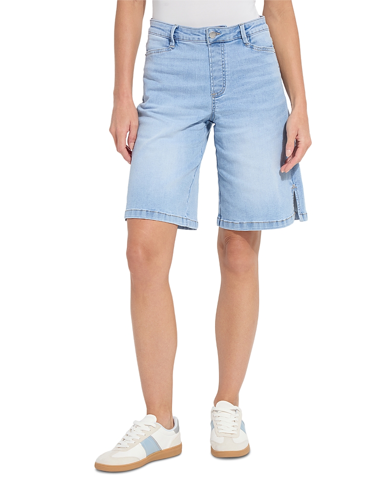 Lysse Lennon Everyday High Rise Bermuda Jean Shorts in Bleached Blue