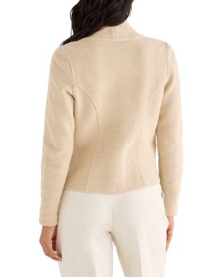 Weave Mix Collarless Knit Jacket