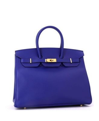 Birkin 35 Handbag Blue Epsom with Gold Hardware