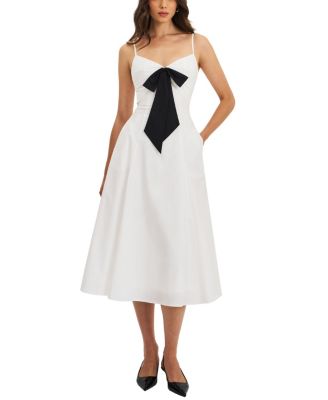  Corinne Poplin Flared Maxi Dress with Removable Bow
