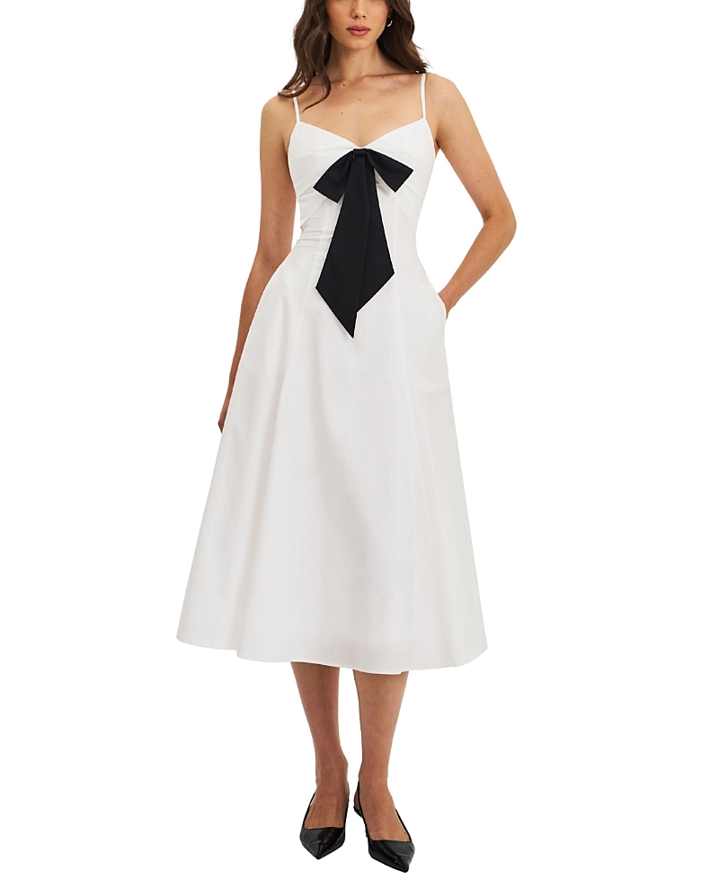 Miss Circle Corinne Poplin Flared Maxi Dress with Removable Bow