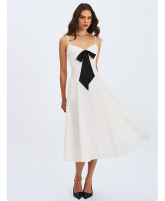  Corinne Poplin Flared Maxi Dress with Removable Bow