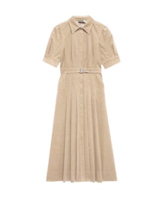  Women's Corduroy Belted Midi Dress