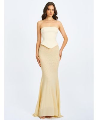  Adelina Peplum Mermaid Gown with Lace-up Back