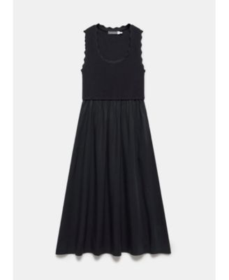 Women's Scallop Trim Sleeveless Midi Dress