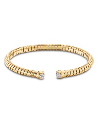 18K Yellow Gold Trisolina Diamond Torque Bangle Bracelet
