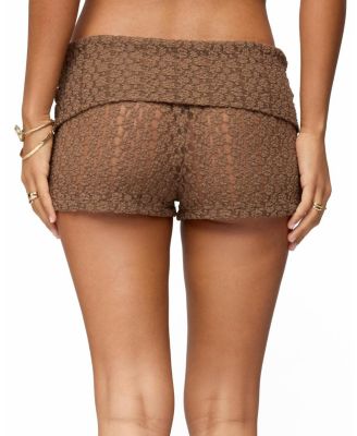 Rye Sheer Textured Fold Over Shorts