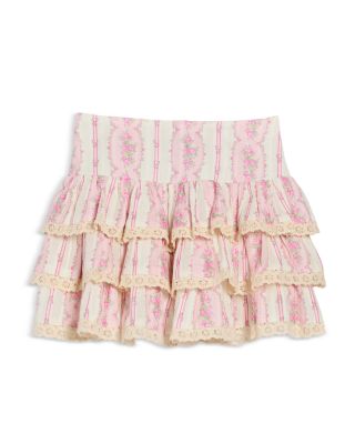 Girls' Lace Trim Seersucker Skirt - Big Kid