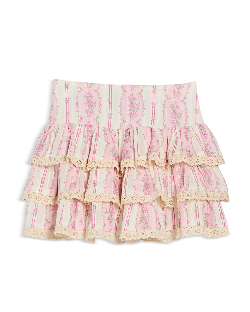 KatieJnyc Girls' Lace Trim Seersucker Skirt - Big Kid