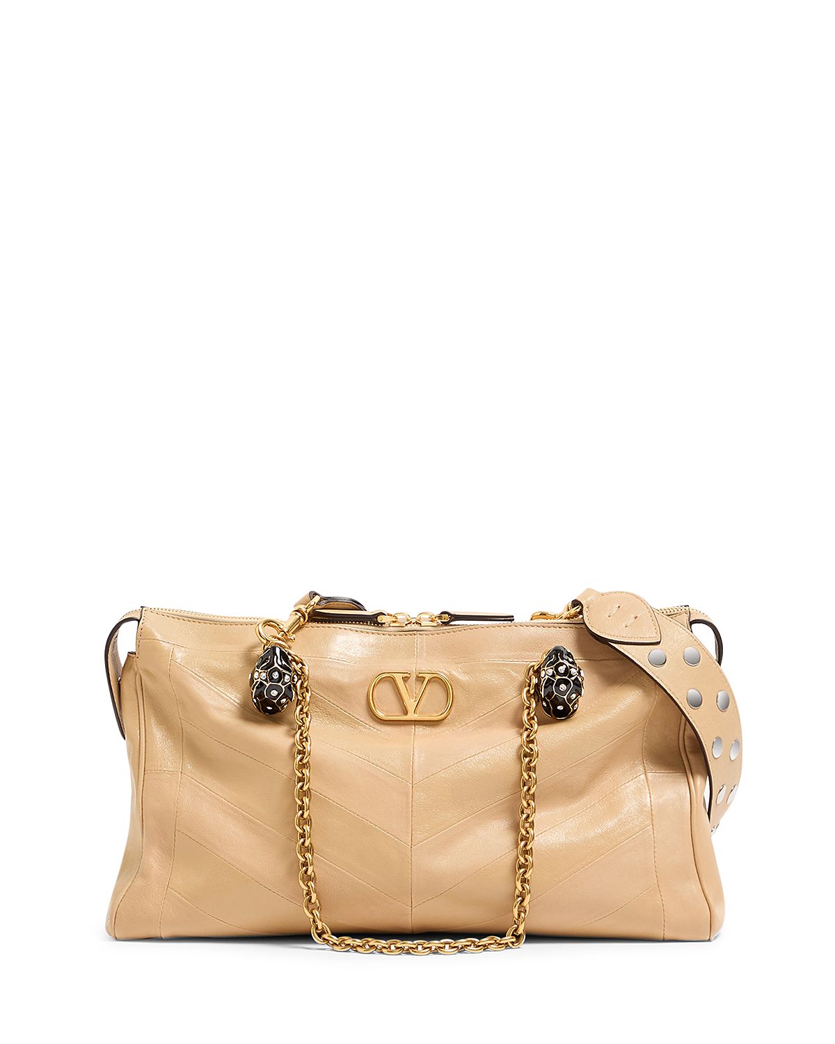 Valentino Garavani Panthea Nappa Leather Chevron VLogo Shoulder Bag