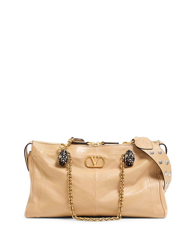 Valentino Garavani Panthea Nappa Leather Chevron VLogo Shoulder Bag · NO SIZE