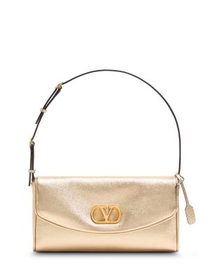 DeVain VLogo Laminated Nappa Leather Small Shoulder Bag