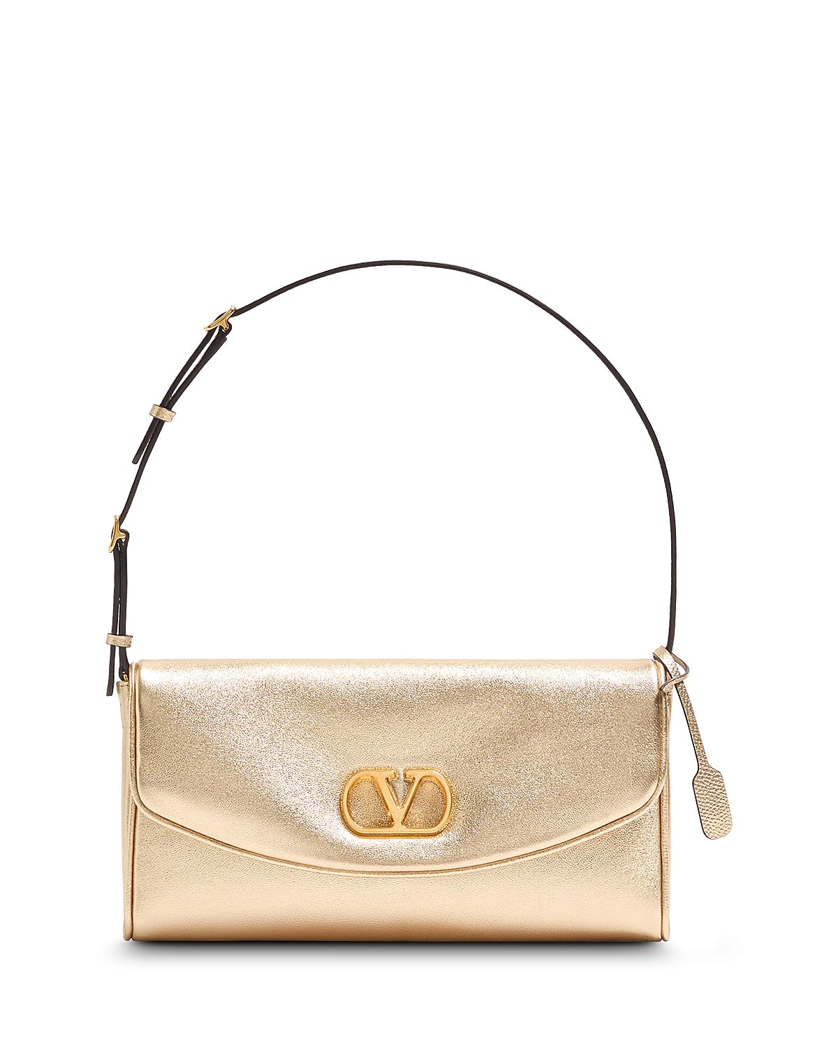 Valentino Garavani DeVain VLogo Laminated Nappa Leather Small Shoulder Bag