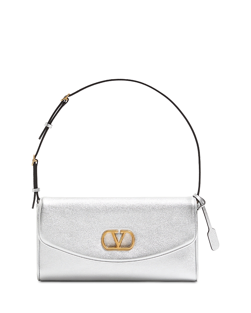 Valentino Garavani DeVain VLogo Laminated Nappa Leather Small Shoulder Bag