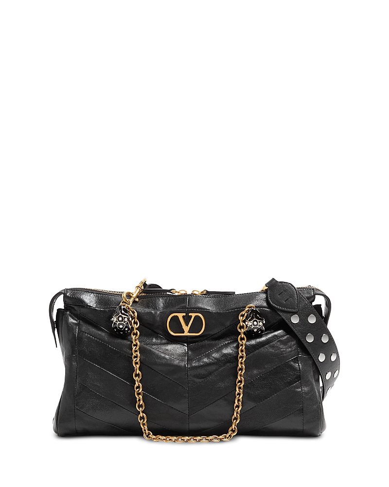 Valentino Garavani Panthea Nappa Leather Chevron VLogo Shoulder Bag