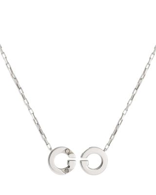 Sterling Silver Interlocking G Logo Pendant Necklace, 17.7"