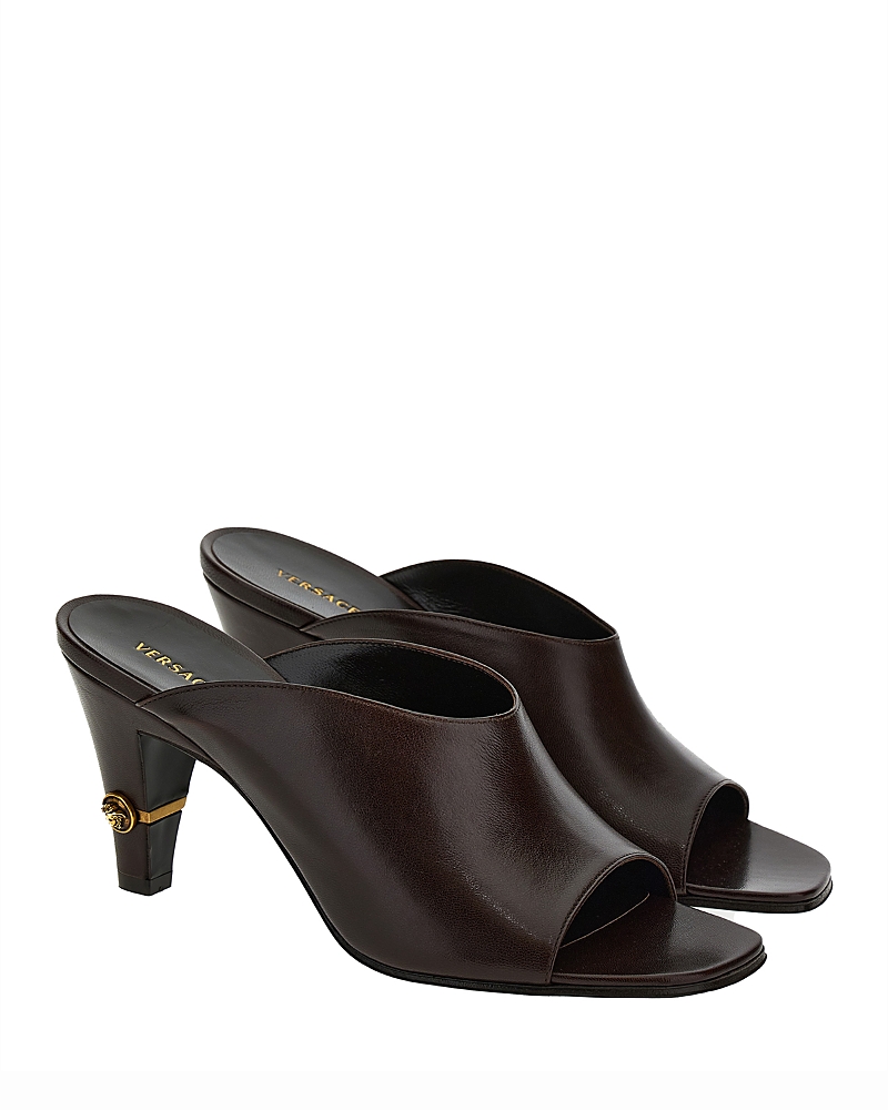 Versace Women's Leather Mule Sandals In Brown