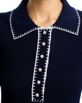 Contrast Whipstitch Rib Sweater