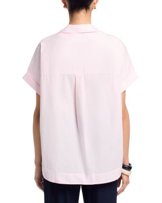 Poplin Collar Short Sleeve Pullover Top