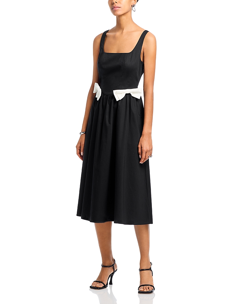Wayf Lizzy Bow Trim Midi Dress