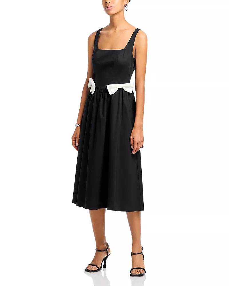 Wayf Lizzy Bow Trim Midi Dress