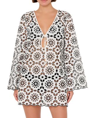 Viara Two Tone Circle Eyelet Dress Swim Cover-Up