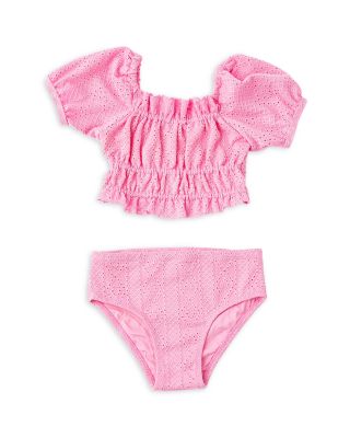 Girls' Smocked Eyelet Two Piece Swimsuit - Little Kid, Big Kid 