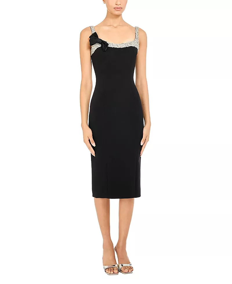 Jenny Packham Lucy Crystal-Embellished Bow Midi Dress