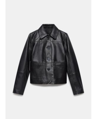  Women's Leather Pocket Detail Jacket